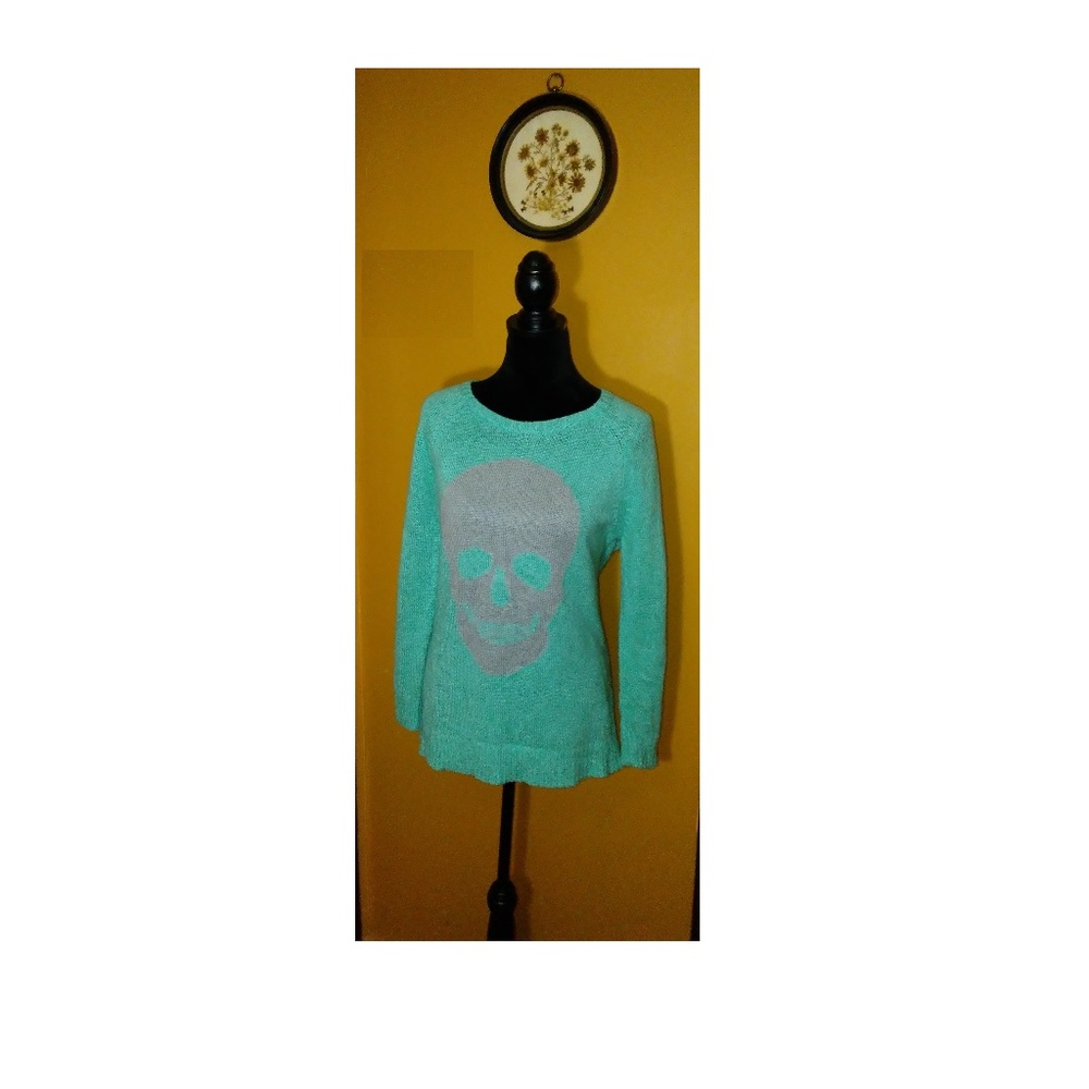 Mint Green Skull Sweater